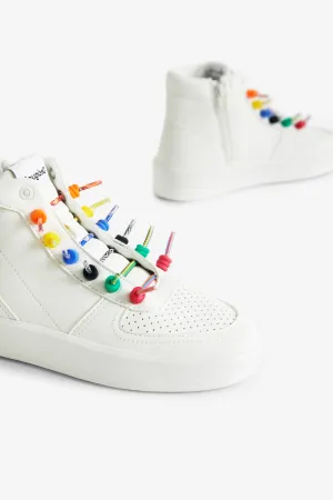Desigual  Fancy High Laces High Top White Rainbow Sneakers 22WSKP03 AW22 New Season