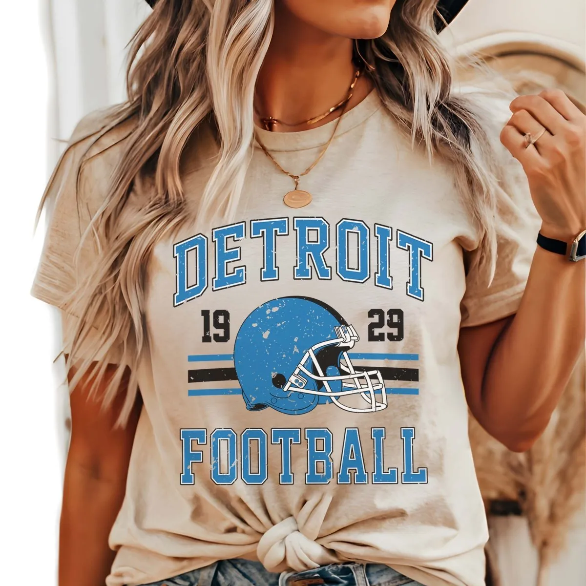 Detroit Football Wholesale Bella Graphic Tee - Quick Shipping