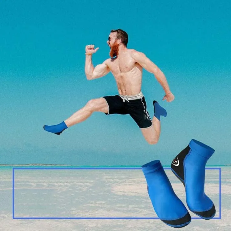 DIVE & SAIL 1.5mm Neoprene   Nylon Snorkeling Socks Diving Socks Anti-slip Anti-scratch Beach Socks, Size:M  (36-38)(Men Blue)