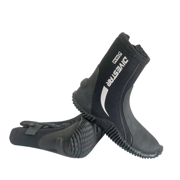 DIVESTAR 5mm Diving Boots Neoprene Shoes With Puncture Resistant Sole, Size: NO.8 (40/41)(Black)