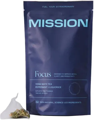 Focus Yerba Mate Tea - Peppermint   Liquorice (30 teabags)