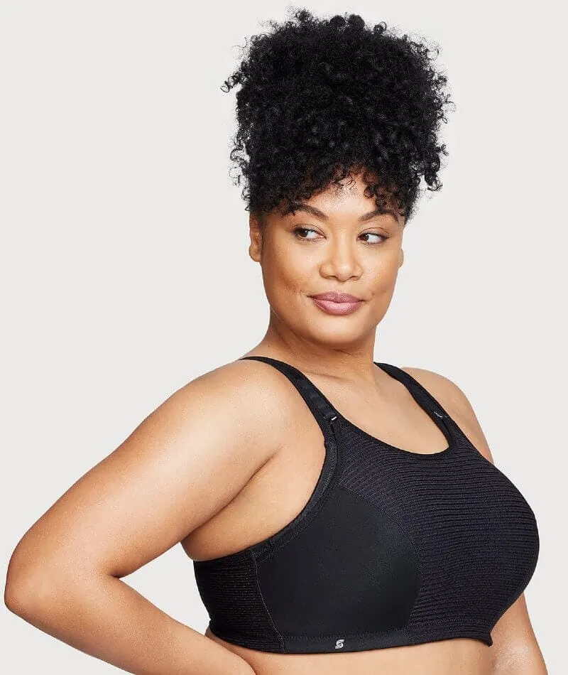 Glamorise Custom Control Wire-Free Sports Bra - Solid Black