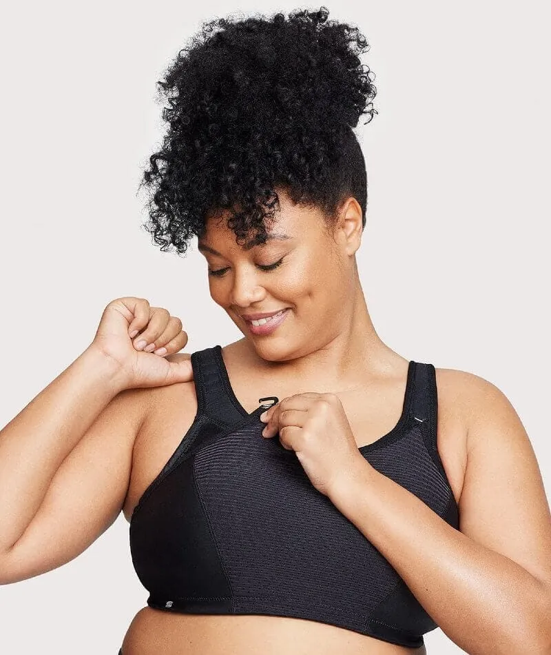 Glamorise Custom Control Wire-Free Sports Bra - Solid Black