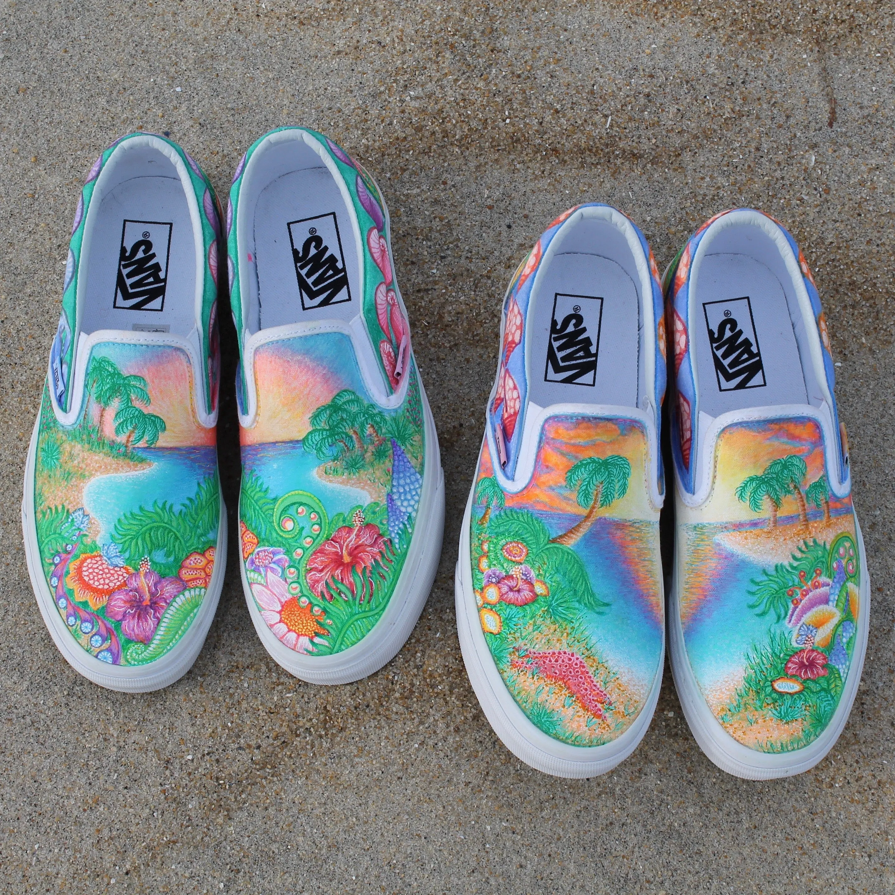 Island Vibes custom Vans Slip On Sneakers
