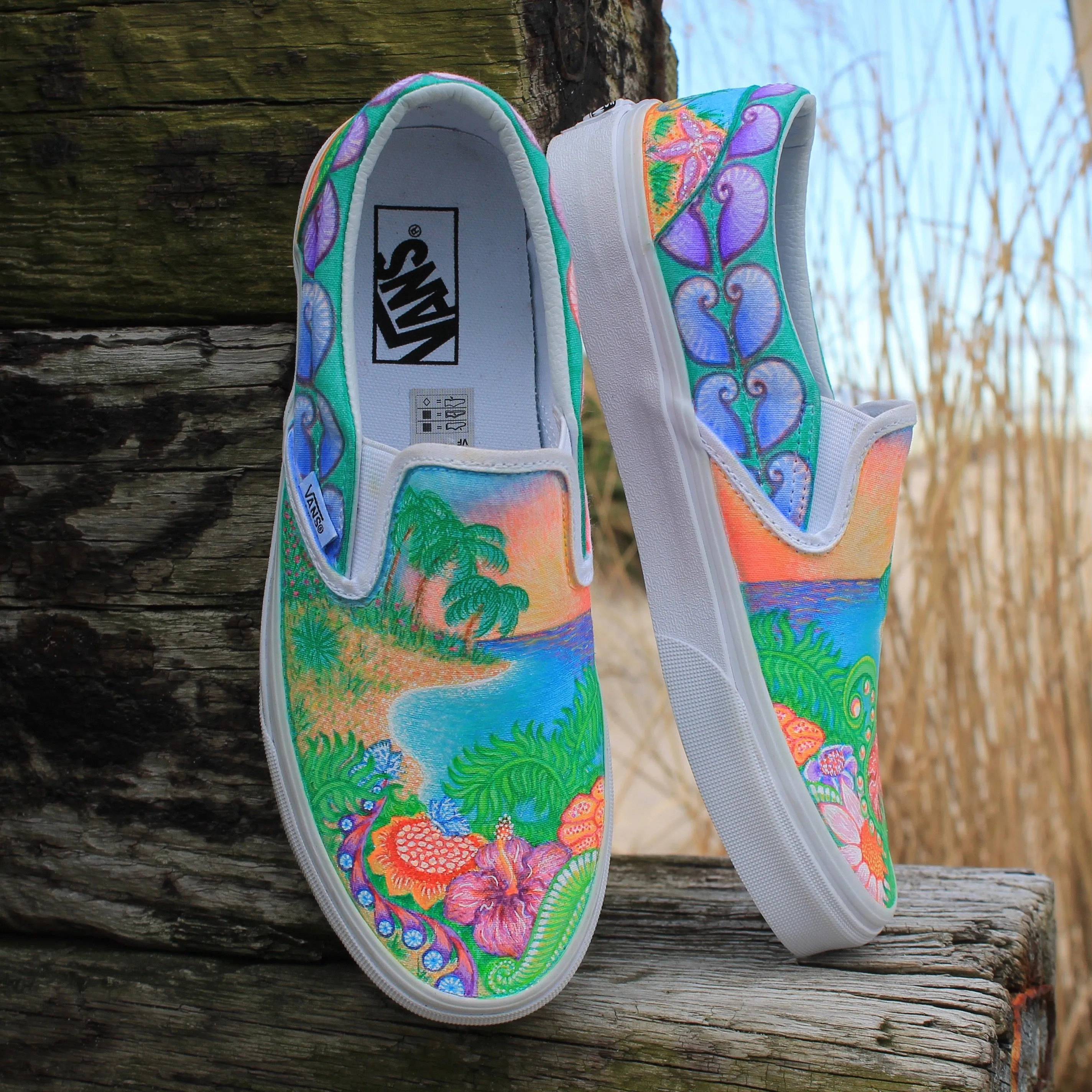 Island Vibes custom Vans Slip On Sneakers