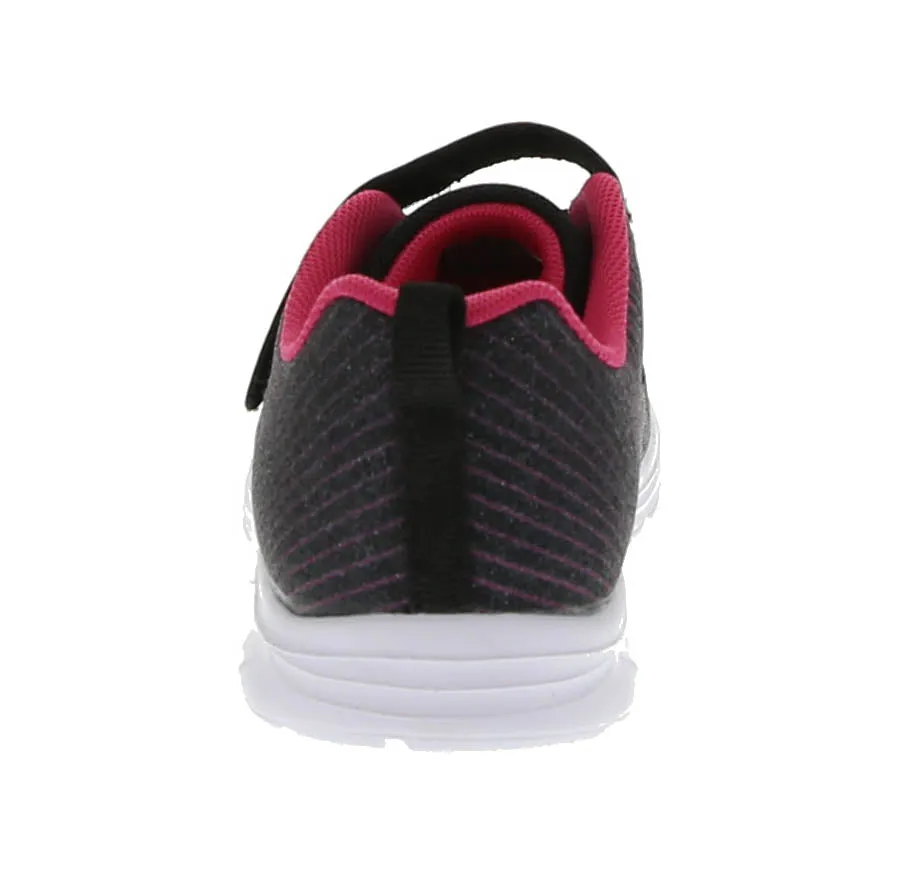 KID'S SHOES BLACK FUCHSIA GLITTER TENNIS SNEAKERS 3915K
