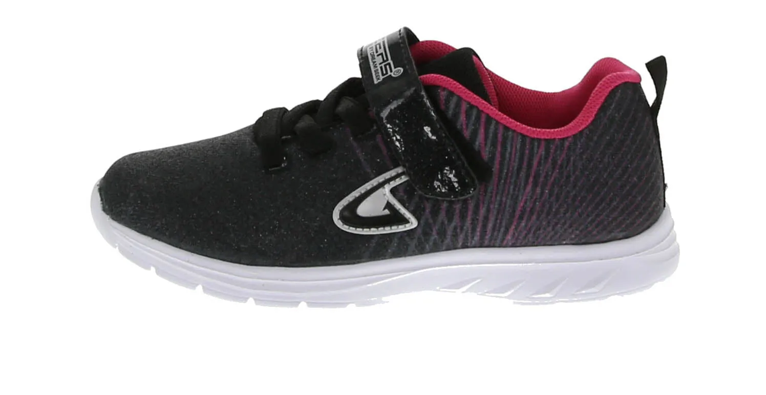 KID'S SHOES BLACK FUCHSIA GLITTER TENNIS SNEAKERS 3915K
