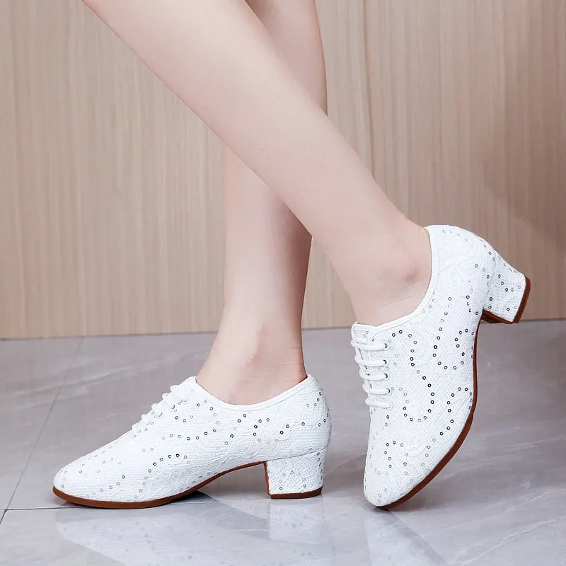 Lace Sequins Ballroom Dance Shoes
