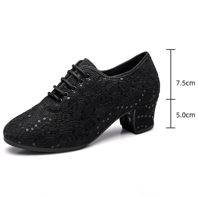 Lace Sequins Ballroom Dance Shoes