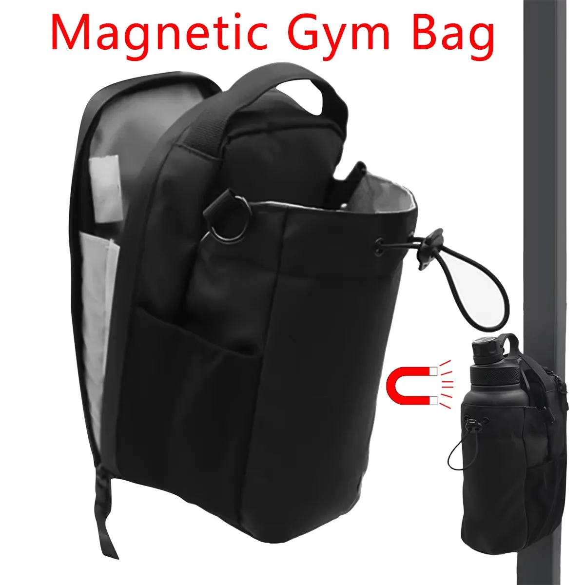 Magnetic Waterproof Gym Bag with Pockets and Water Bottle Slot