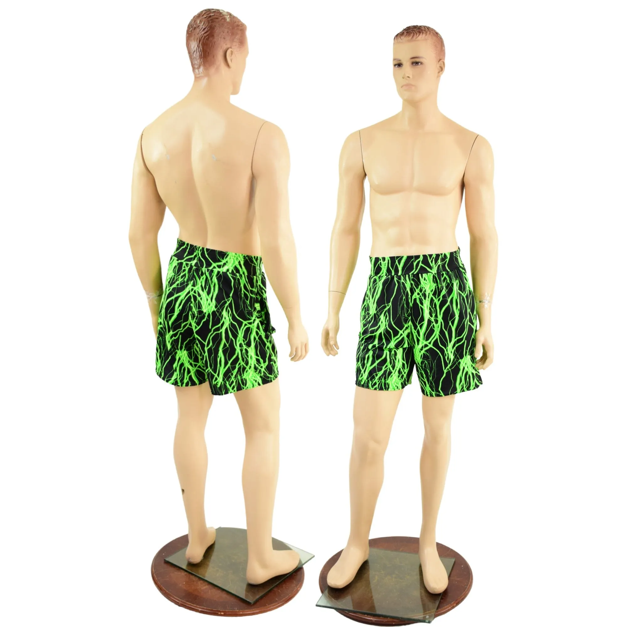 Mens Basketball Shorts with Pockets in Neon Green Lightning