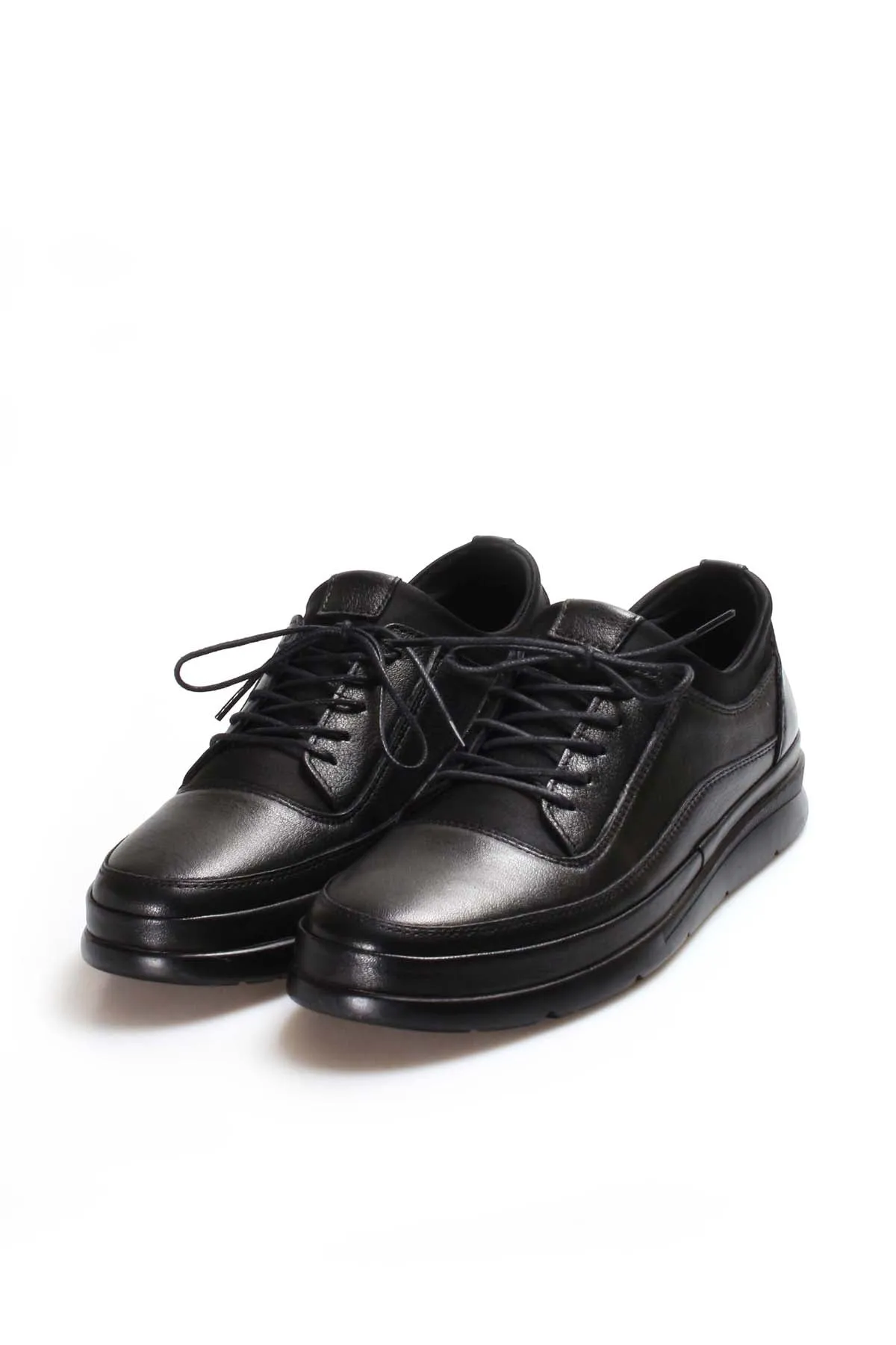 Men's Black Leather Comfort Shoes-Wessi