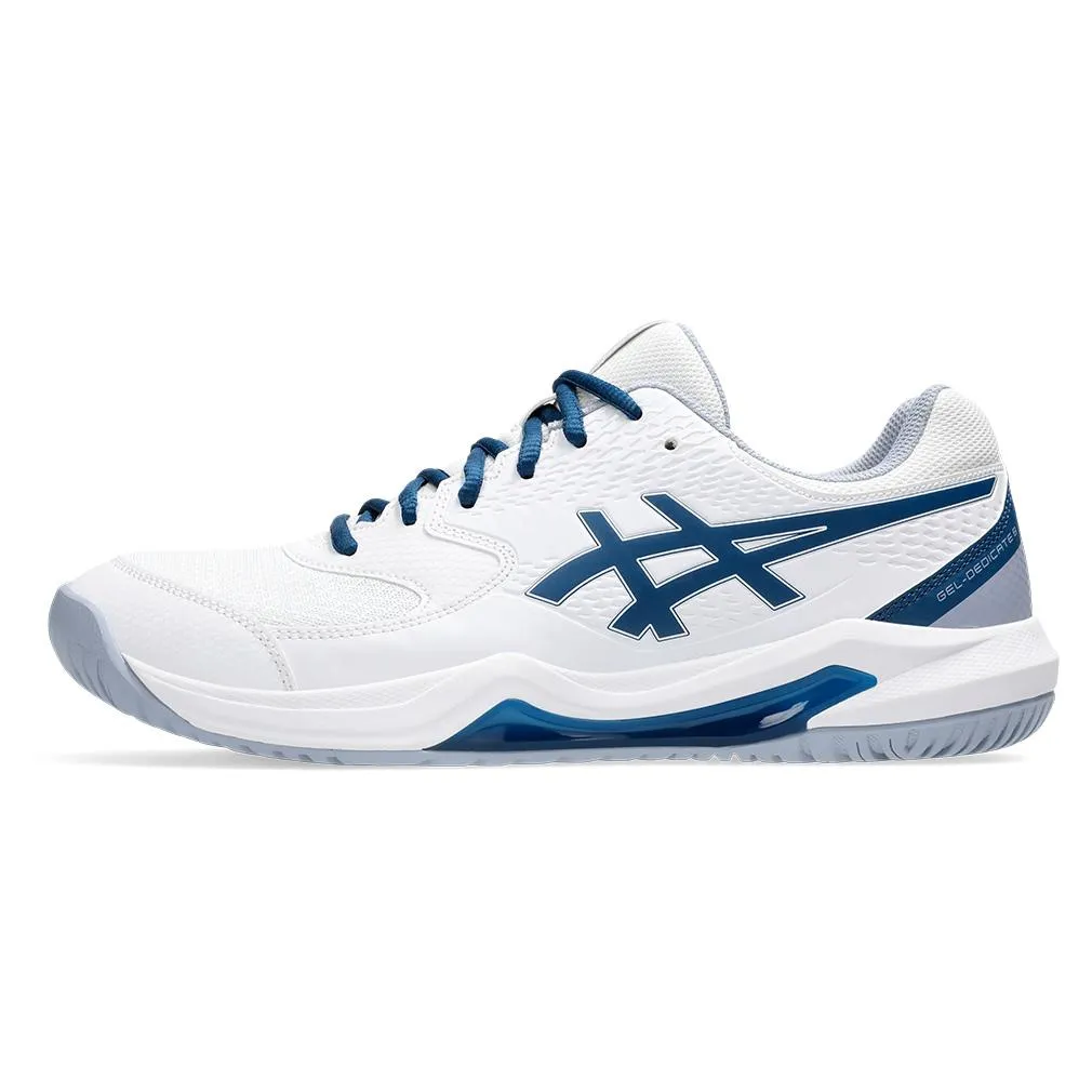 Mens Gel-Dedicate 8 Tennis Shoes White and Mako Blue