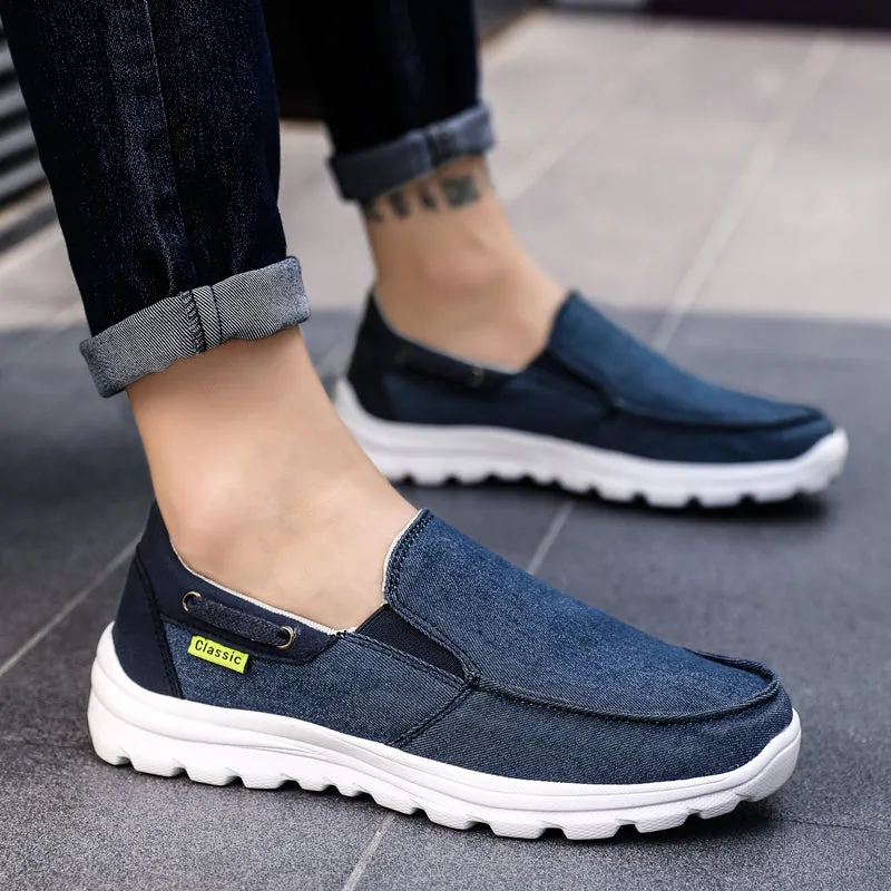 Mens Slip On Canvas Shoes Deck Shoes Casual Comfort Lightweight Loafer Flat Outdoor Sneakers