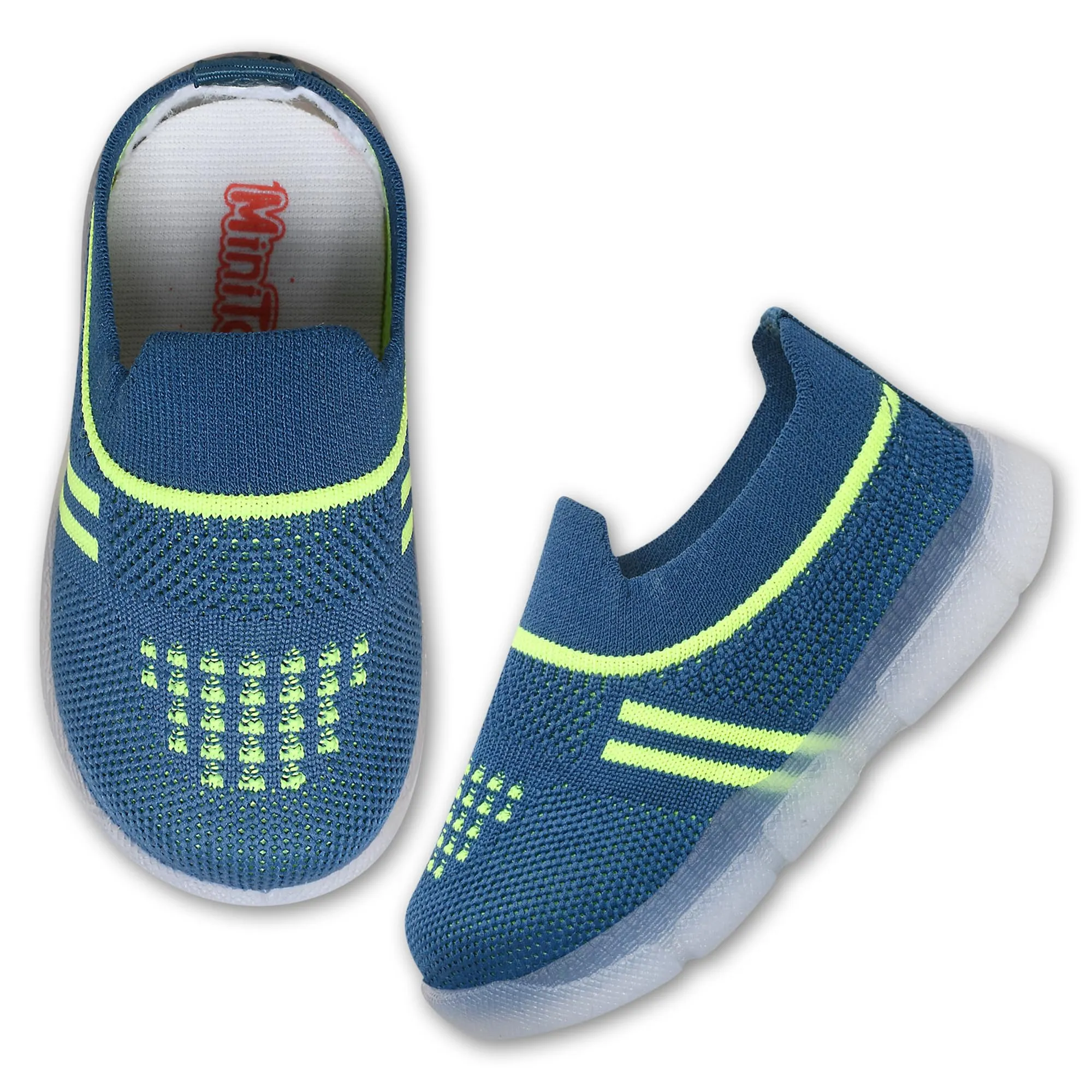 MiniToes Rider 01 | Kids LED Light Shoes for Boys and Girls | Teel Blue | 21-24 Months
