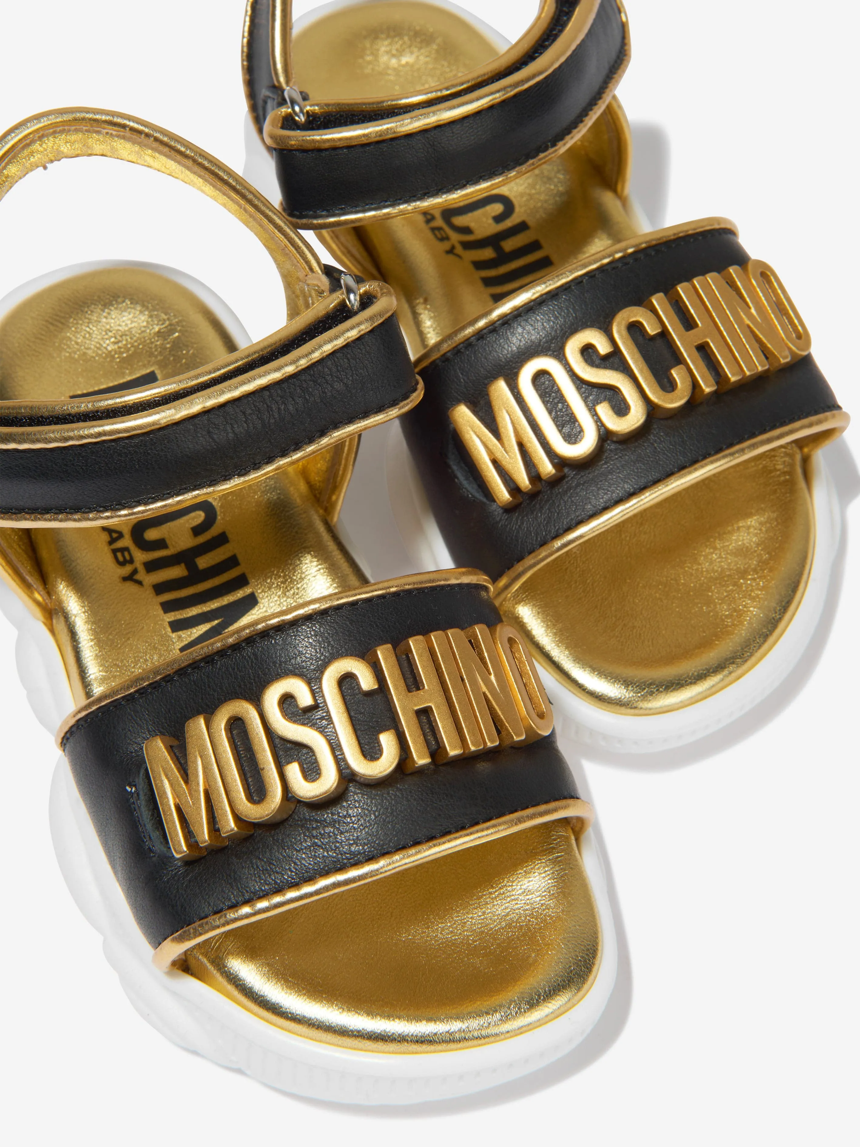 Moschino Girls Metal Lettering Logo Sandals