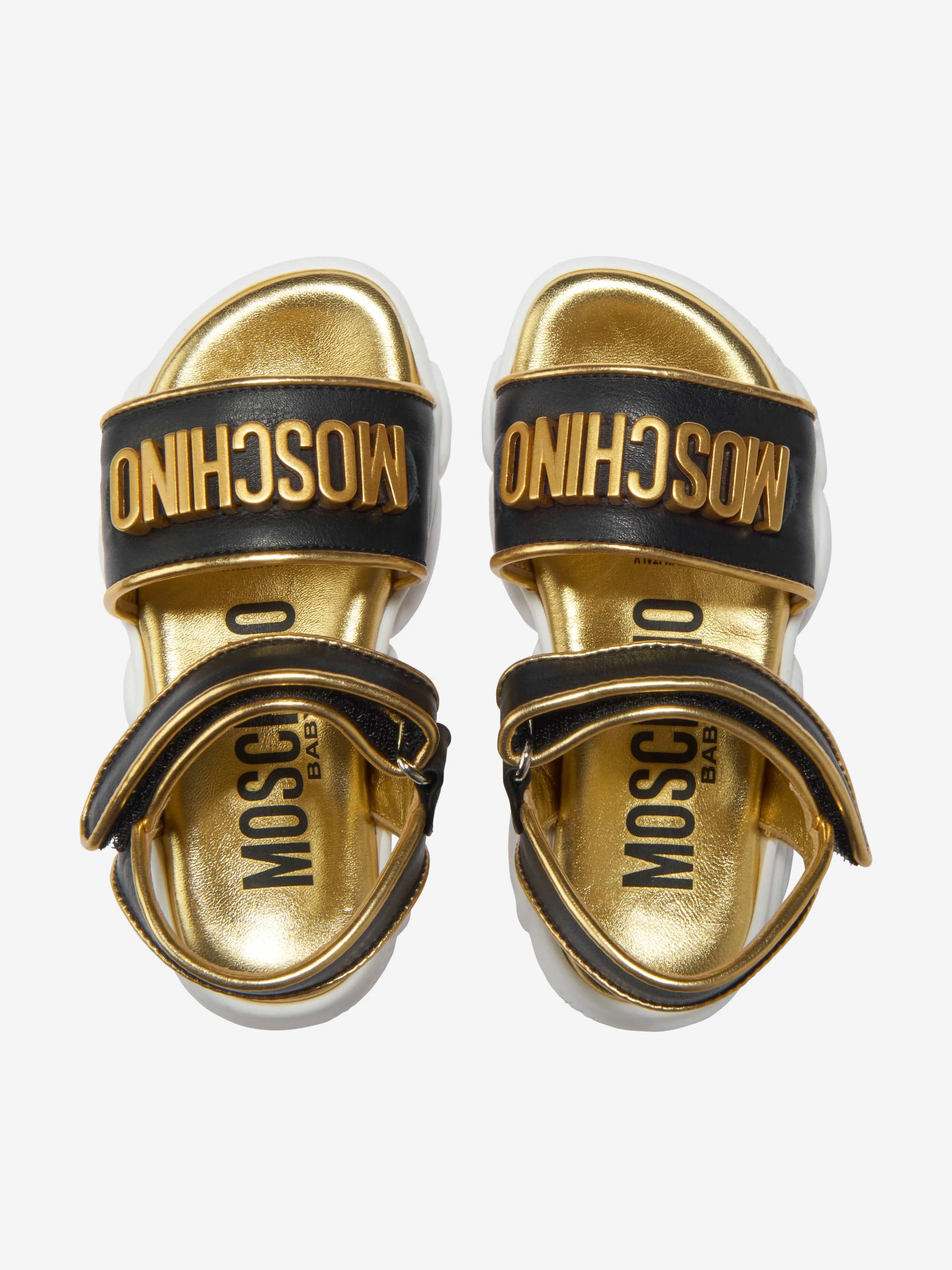 Moschino Girls Metal Lettering Logo Sandals