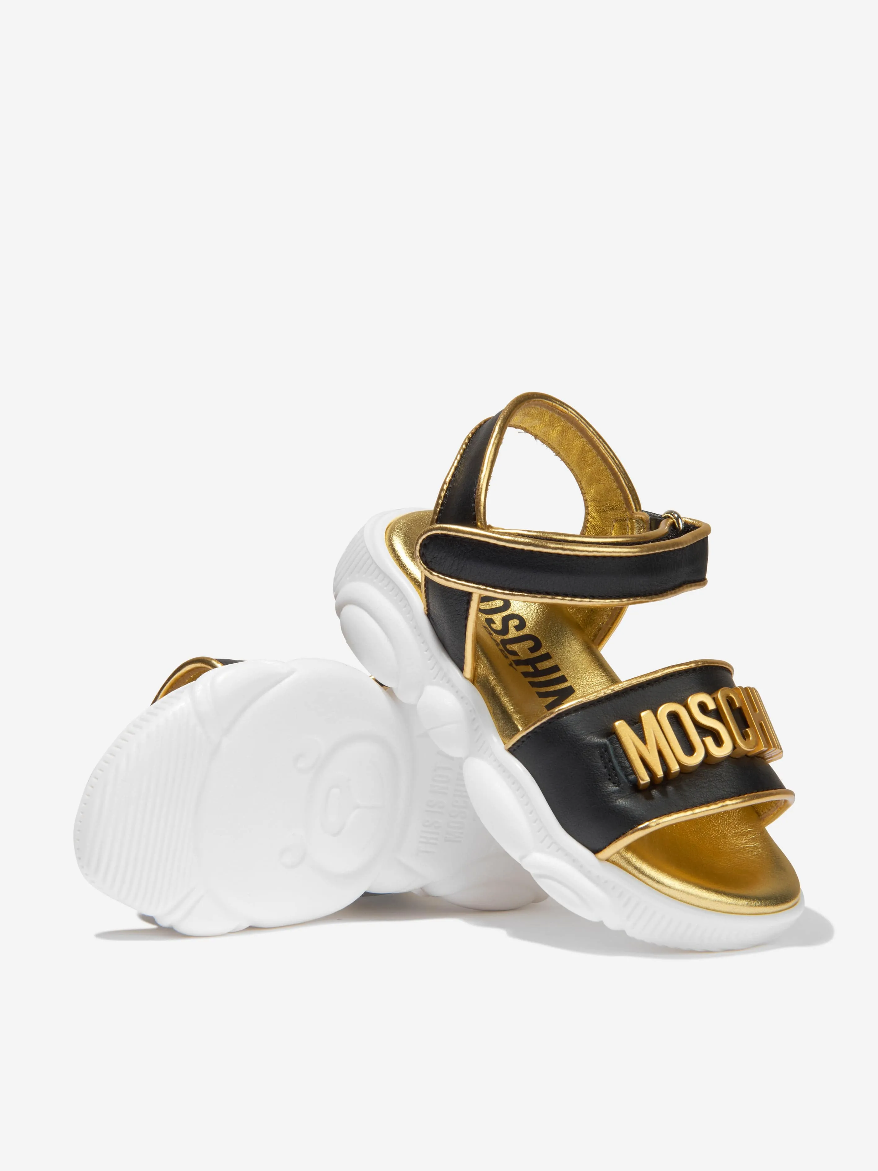 Moschino Girls Metal Lettering Logo Sandals