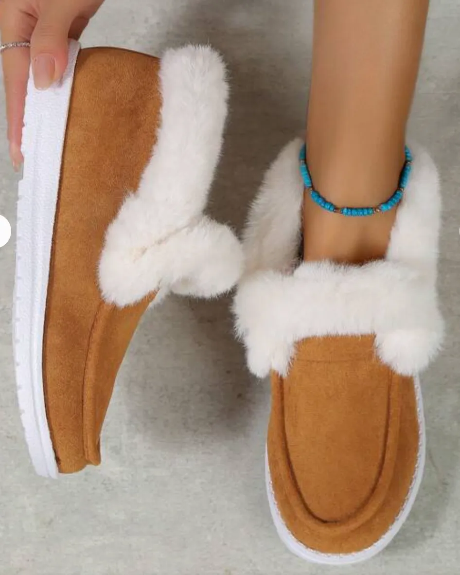 New Shein Women's Fashionable Comfortable Plush Lined, Thickened, Warm, Anti-cold Collar Casual Sports Shoes, Sz 40
