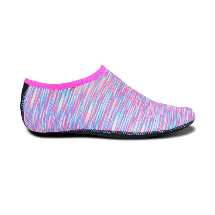 Non-slip Plastic Grain Texture Thick Cloth Sole Printing Diving Shoes and Socks, One Pair, Size:L (Purple Lines)