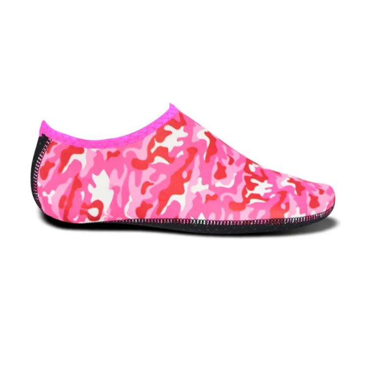 Non-slip Plastic Grain Texture Thick Cloth Sole Printing Diving Shoes and Socks, One Pair, Size:XXXL (Rose Red Figured)