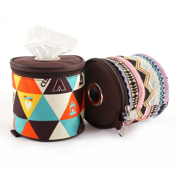 Outdoor Camping Foldable Pumping Box Roll Paper Storage Bag(Pink   Blue)