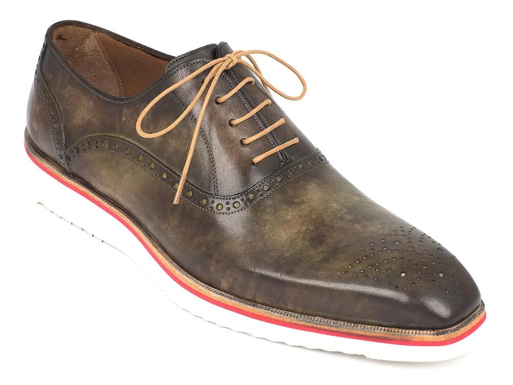 Paul Parkman Smart Casual Men Army Green Oxford Shoes (ID#184SNK-GRN)
