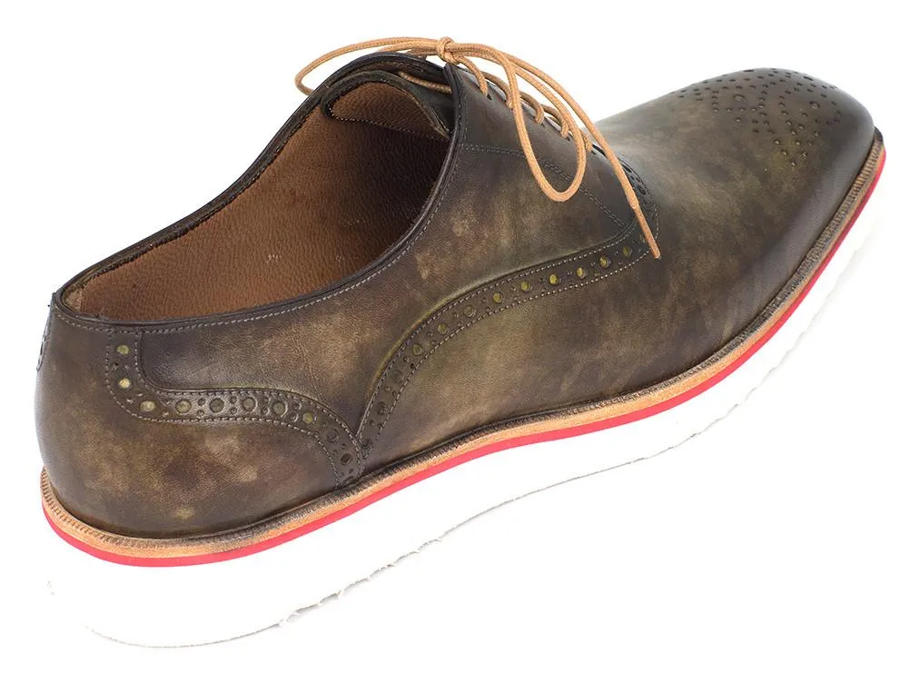 Paul Parkman Smart Casual Men Army Green Oxford Shoes (ID#184SNK-GRN)