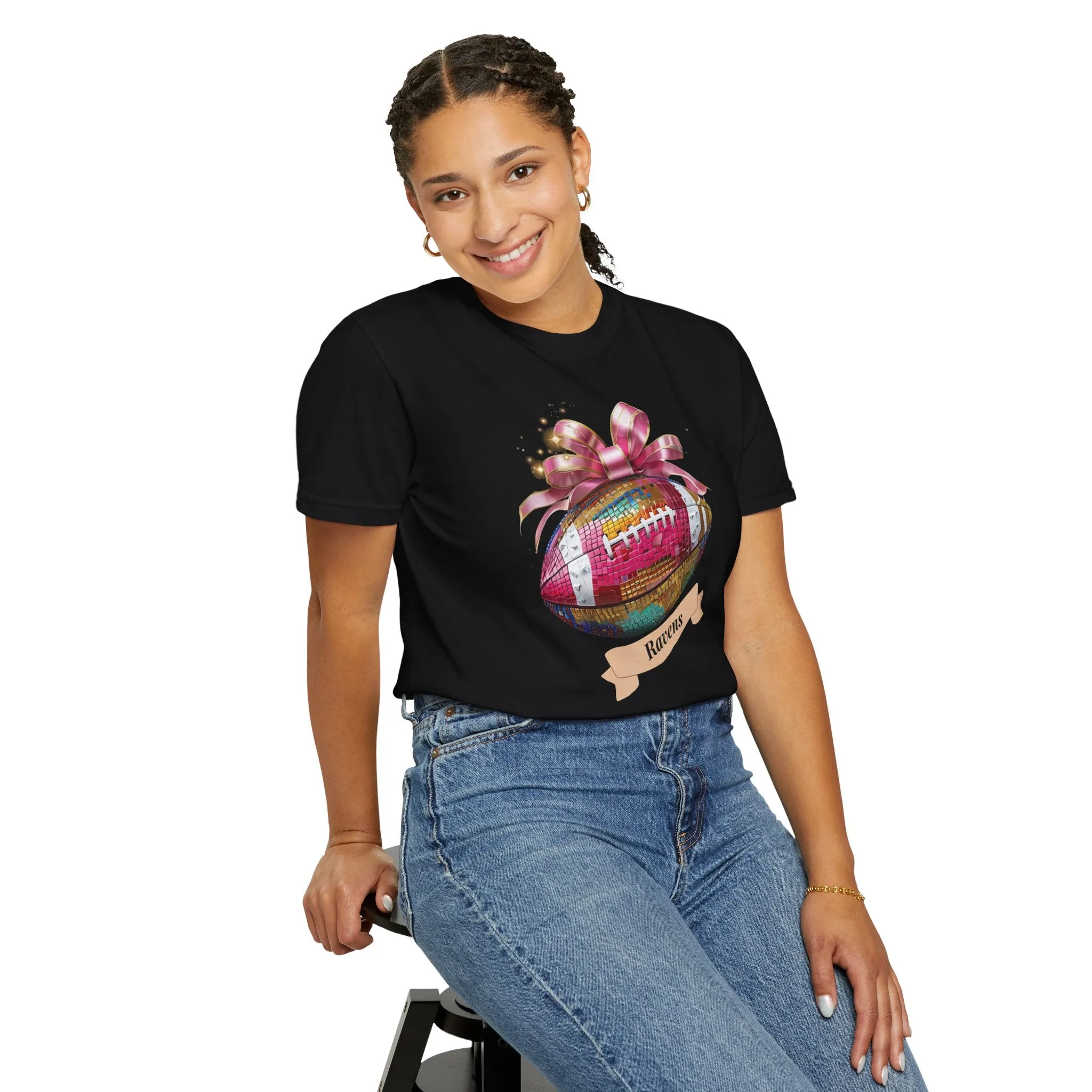 Personalized Football Team Disco Coquette Ribbon Shirt