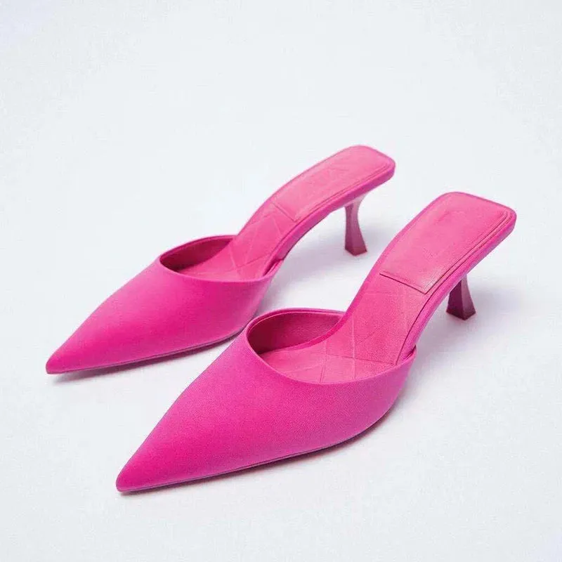Pre Order:  Pink Slip-On Mule Pointed-Toe Sandals