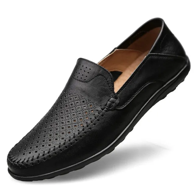"Exquisite Italian Leather Men's Shoes: Stylish and Comfortable Slip-Ons, Ideal for both Casual and Formal Occasions"