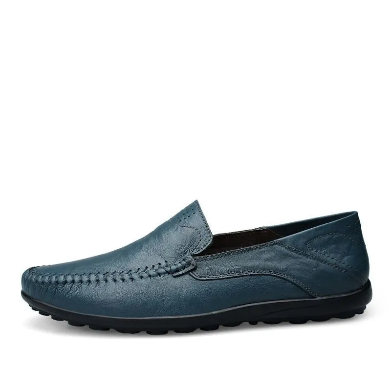 "Exquisite Italian Leather Men's Shoes: Stylish and Comfortable Slip-Ons, Ideal for both Casual and Formal Occasions"