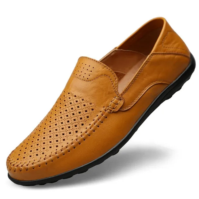 "Exquisite Italian Leather Men's Shoes: Stylish and Comfortable Slip-Ons, Ideal for both Casual and Formal Occasions"