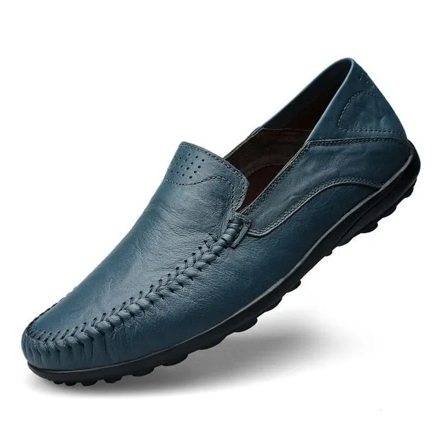 "Exquisite Italian Leather Men's Shoes: Stylish and Comfortable Slip-Ons, Ideal for both Casual and Formal Occasions"