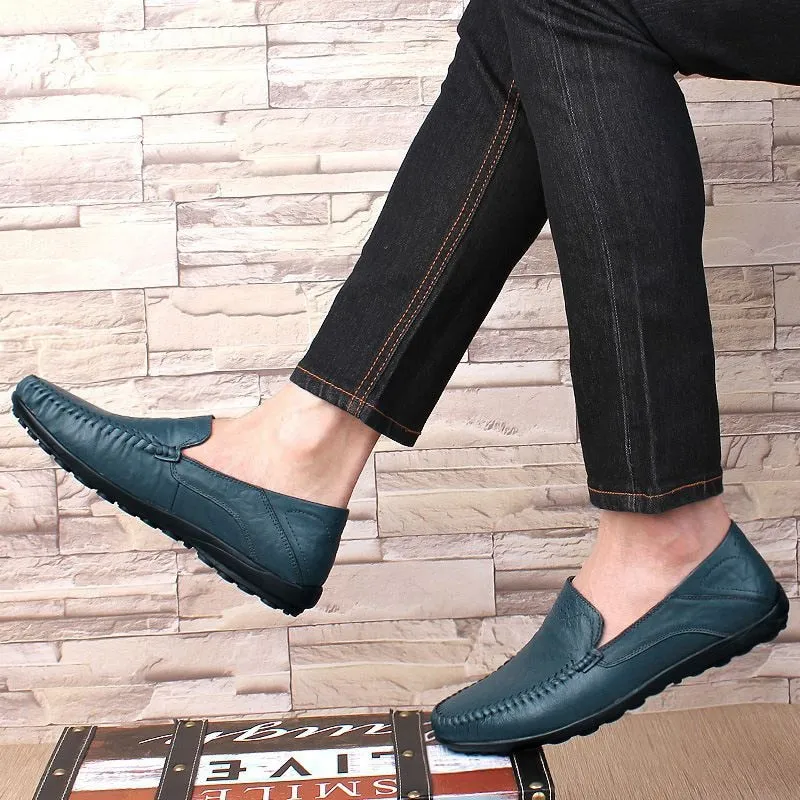 "Exquisite Italian Leather Men's Shoes: Stylish and Comfortable Slip-Ons, Ideal for both Casual and Formal Occasions"