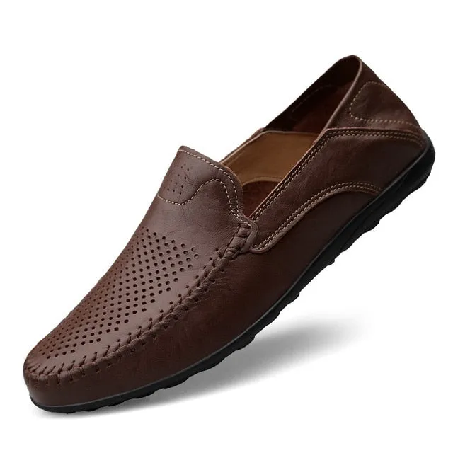 "Exquisite Italian Leather Men's Shoes: Stylish and Comfortable Slip-Ons, Ideal for both Casual and Formal Occasions"