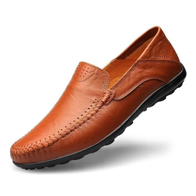 "Exquisite Italian Leather Men's Shoes: Stylish and Comfortable Slip-Ons, Ideal for both Casual and Formal Occasions"
