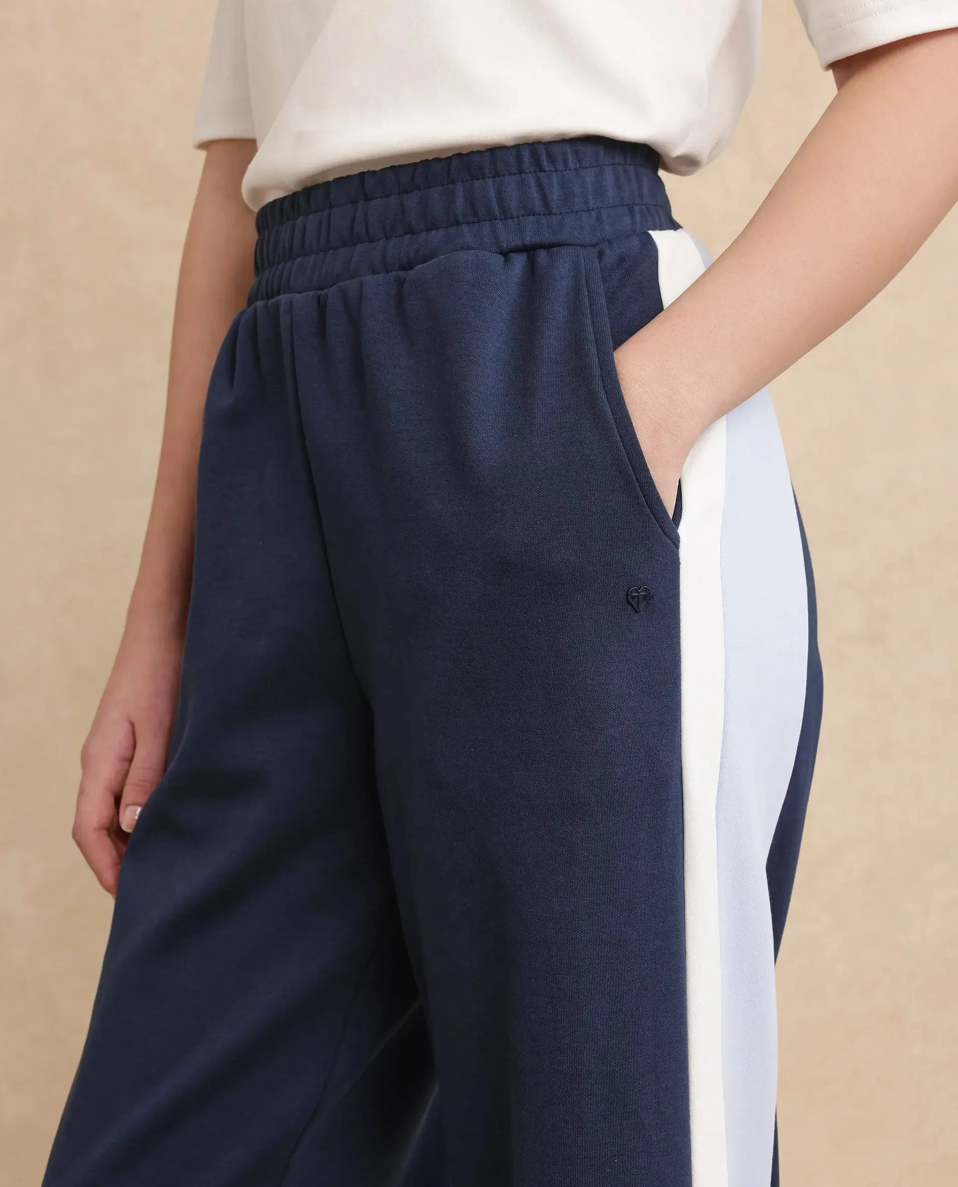 Rareism Women Naut Navy Plain Track Pant
