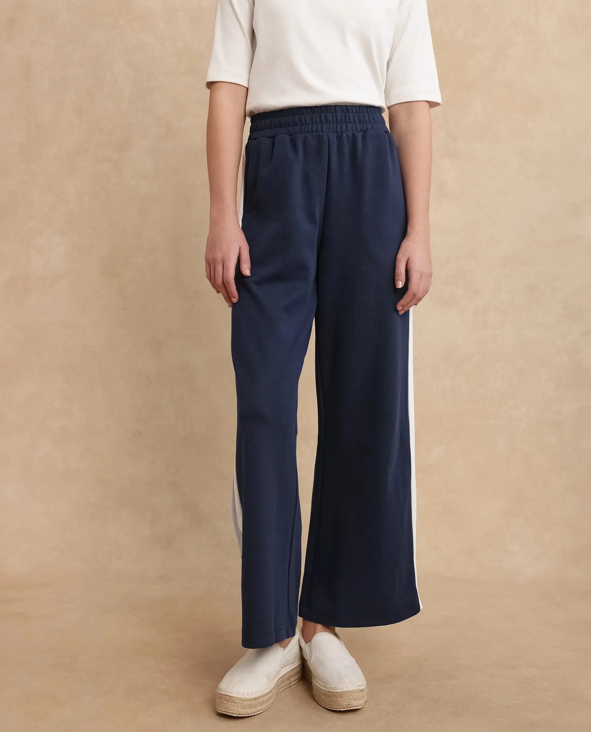 Rareism Women Naut Navy Plain Track Pant