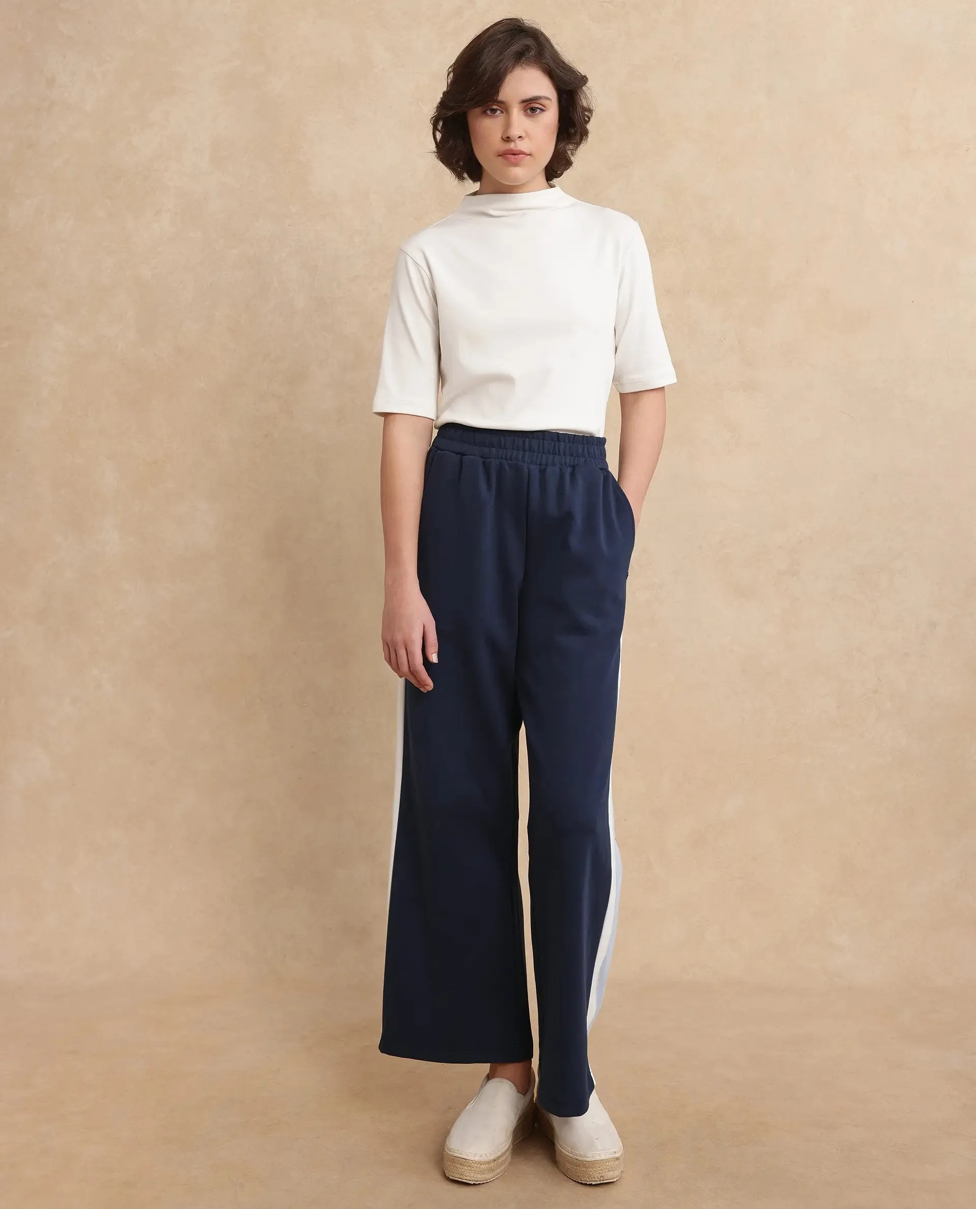 Rareism Women Naut Navy Plain Track Pant