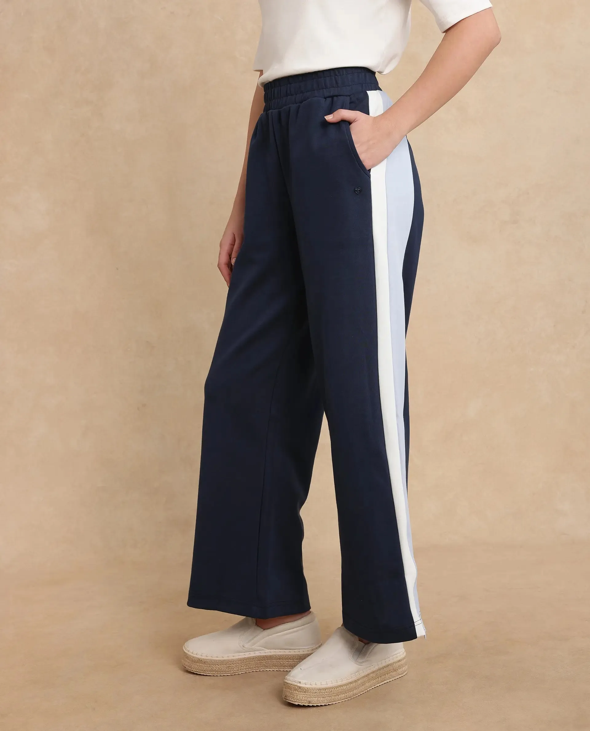 Rareism Women Naut Navy Plain Track Pant