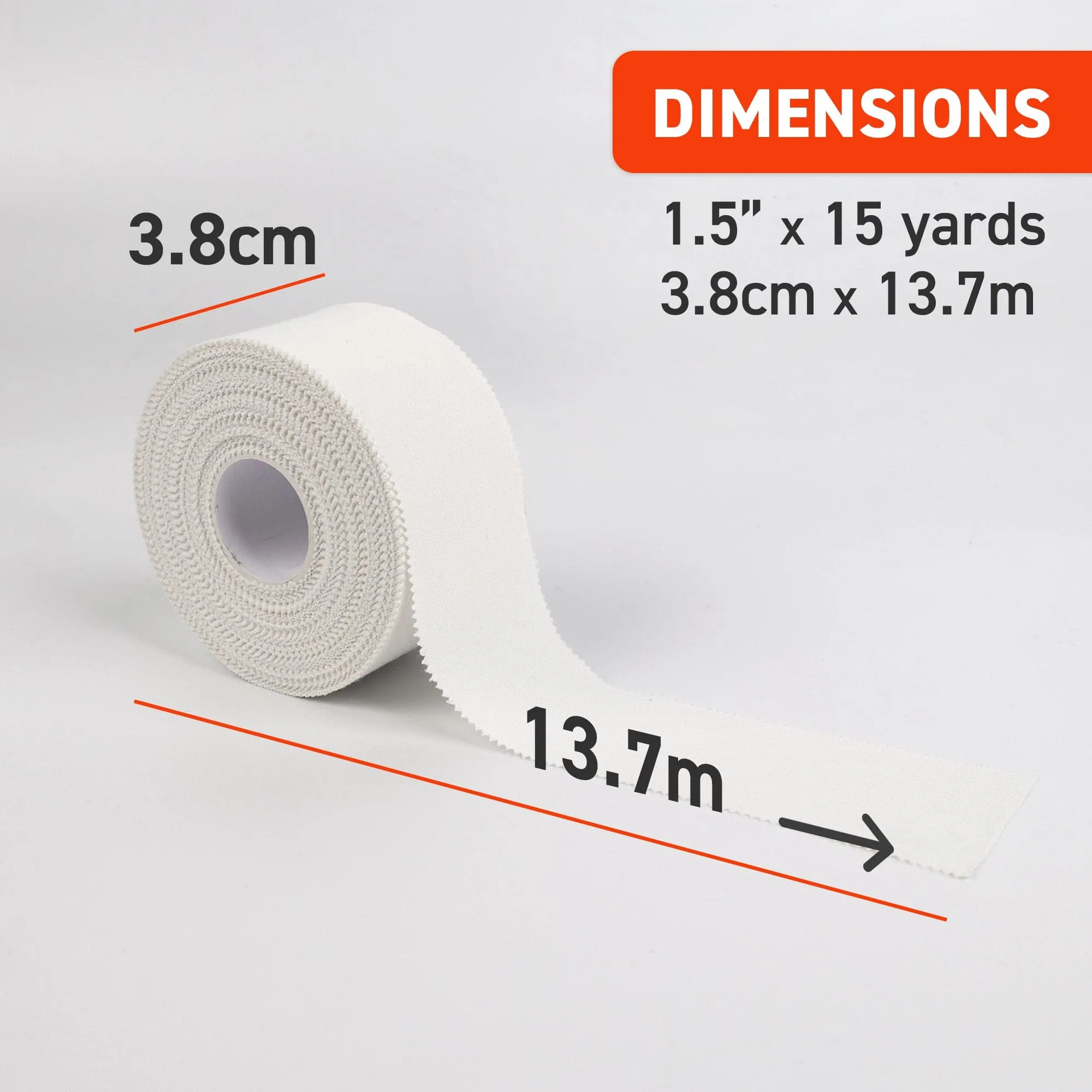 Ready First Aid Athletic Sport Tapes- (1.5' x 15 Yrd) (White)