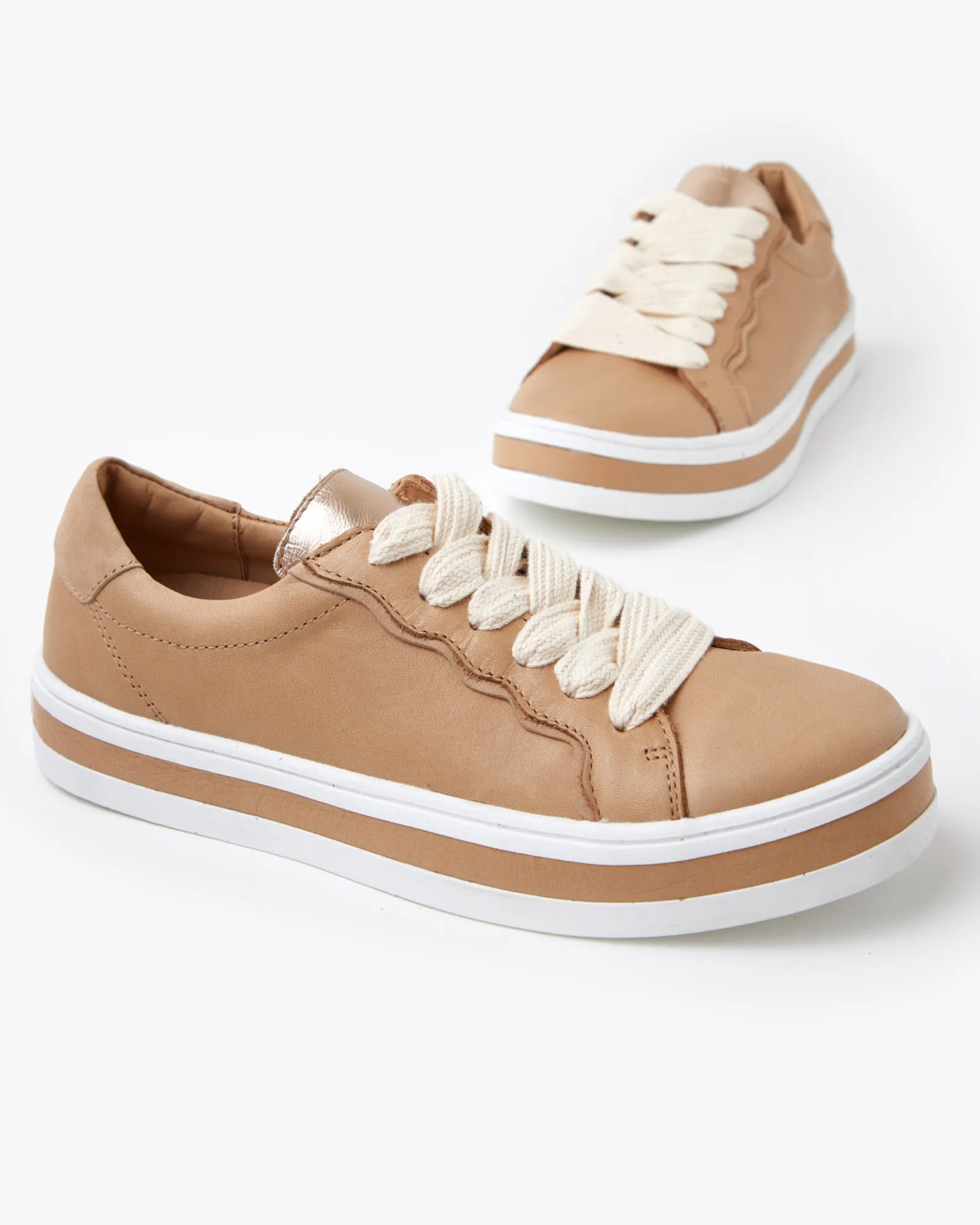 Sass Leather Sneaker - Beige