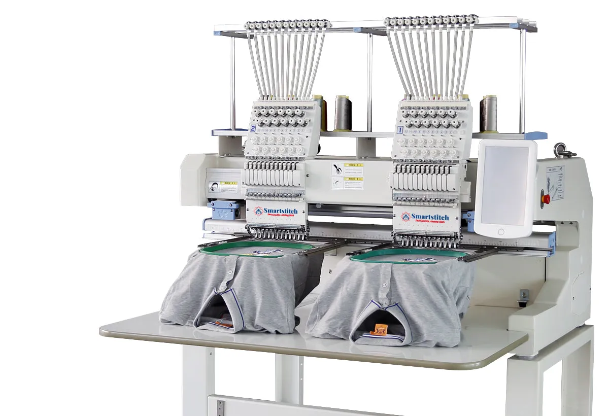 Smartstitch Embroidery Machine 2 heads, Max Speed 1200RPM, Embroidery Machine for Caps and Clothing(including embroidery starter kit)