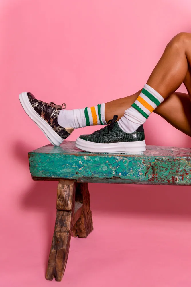 SMOOTH Dark Green Embossed Leather Sneaker