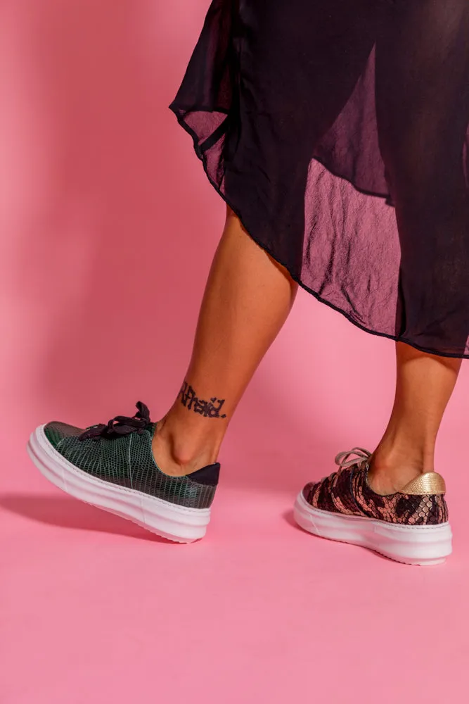 SMOOTH Dark Green Embossed Leather Sneaker