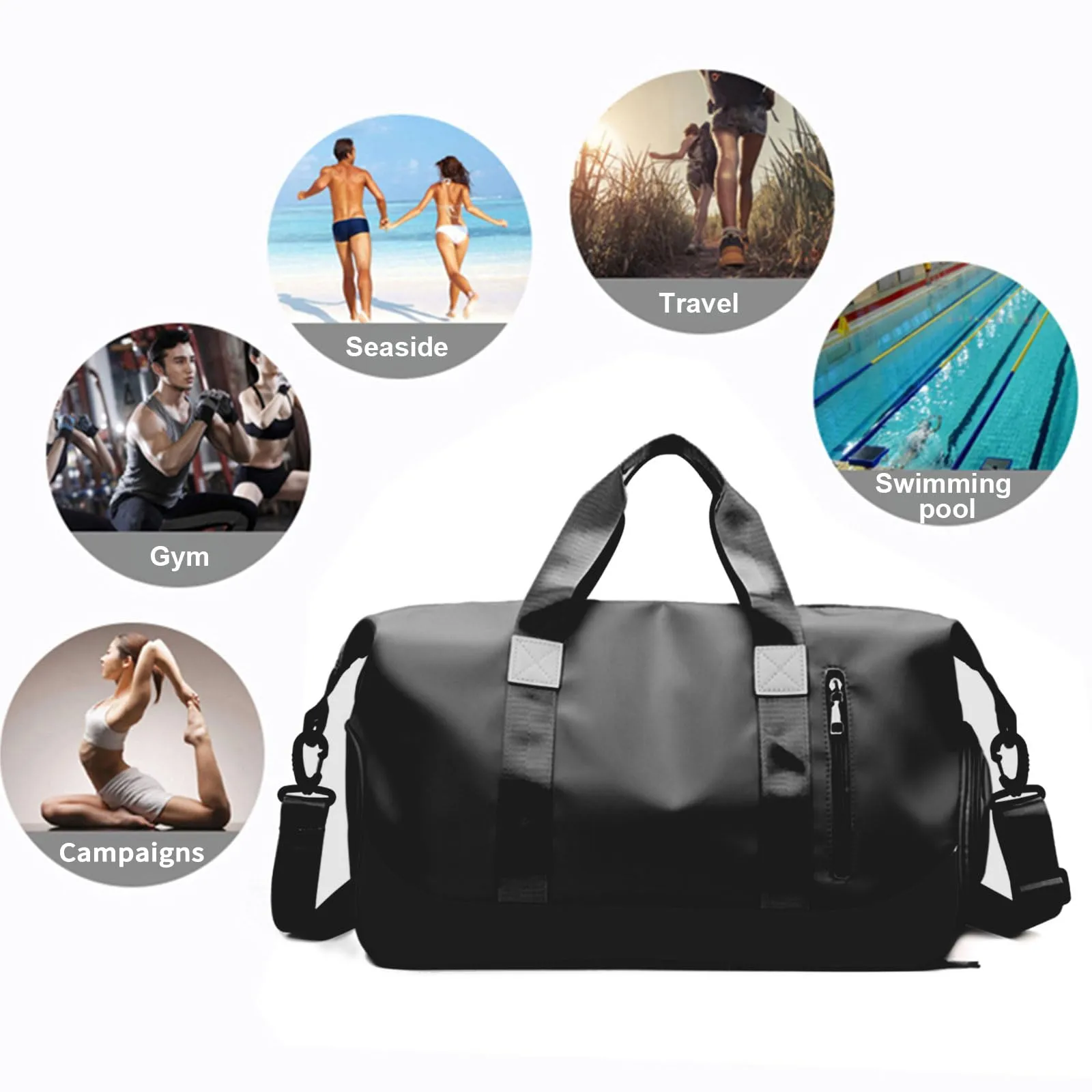 Sports bag Travel bag with shoe compartment and wet compartment