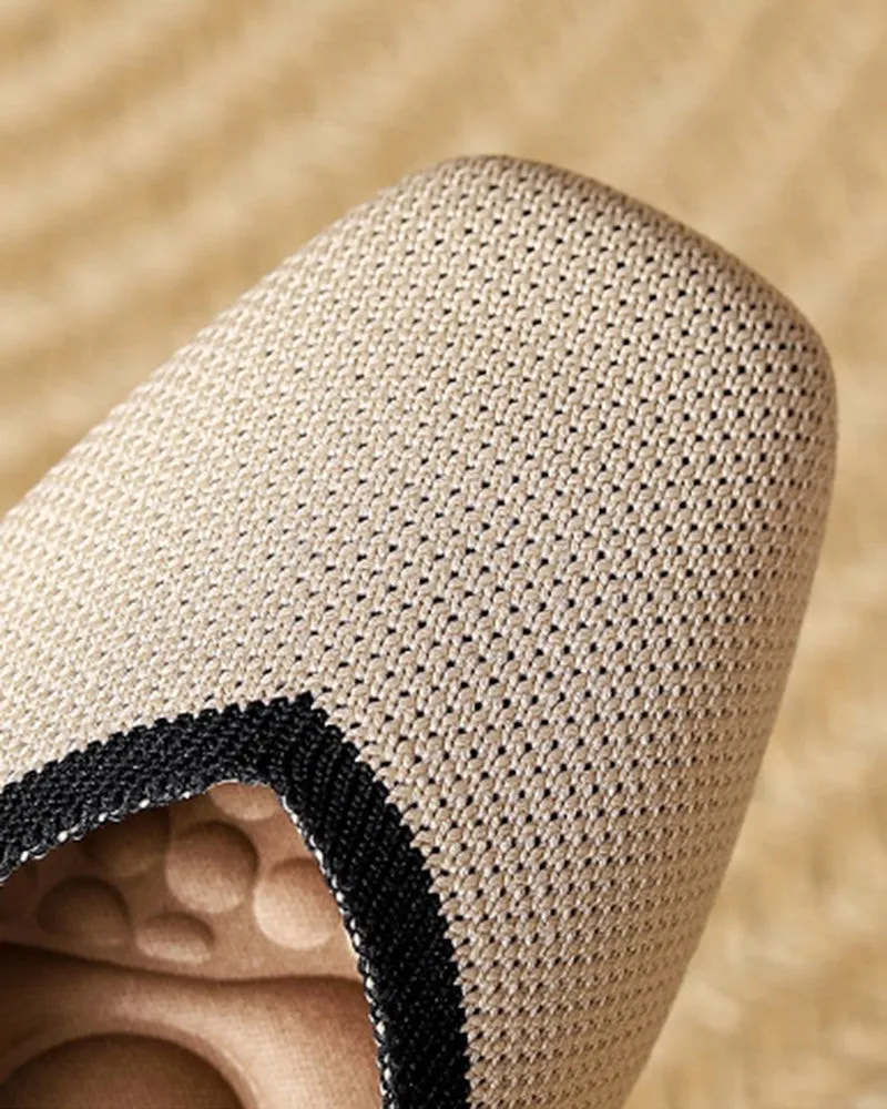 Square Toe Shallow Fly Knit Flat Knit Shoes