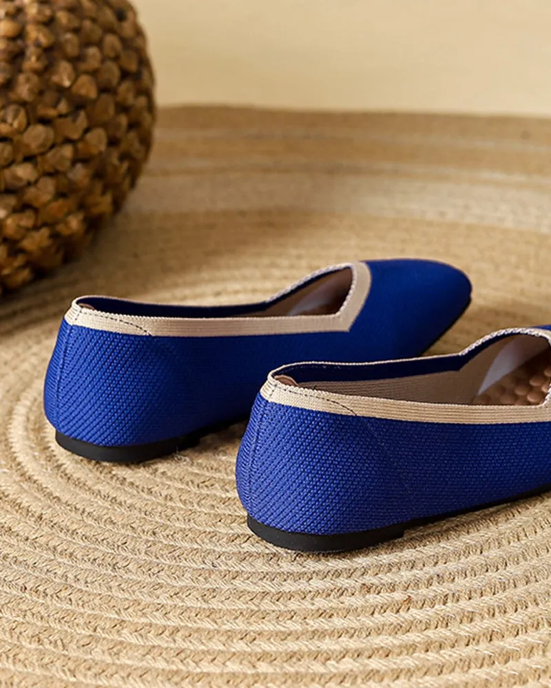Square Toe Shallow Fly Knit Flat Knit Shoes