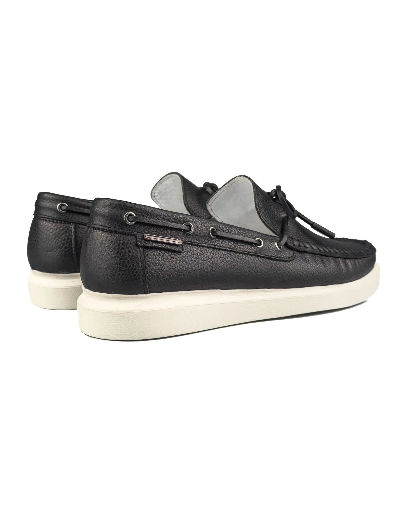T-Miletos Black Genuine Leather Men's Loafer Shoes